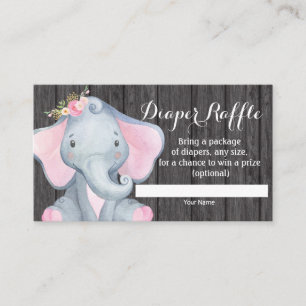 D'accompagnement Carte Raffle Baby shower Fille Eléphant