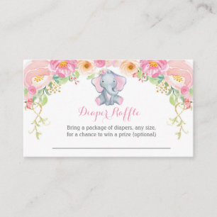 D'accompagnement Carte Raffle Baby shower Fille Eléphant