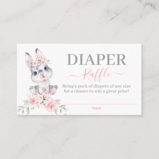 D'accompagnement Carte Raffle Baby shower Fille Lapin Rose (Devant)