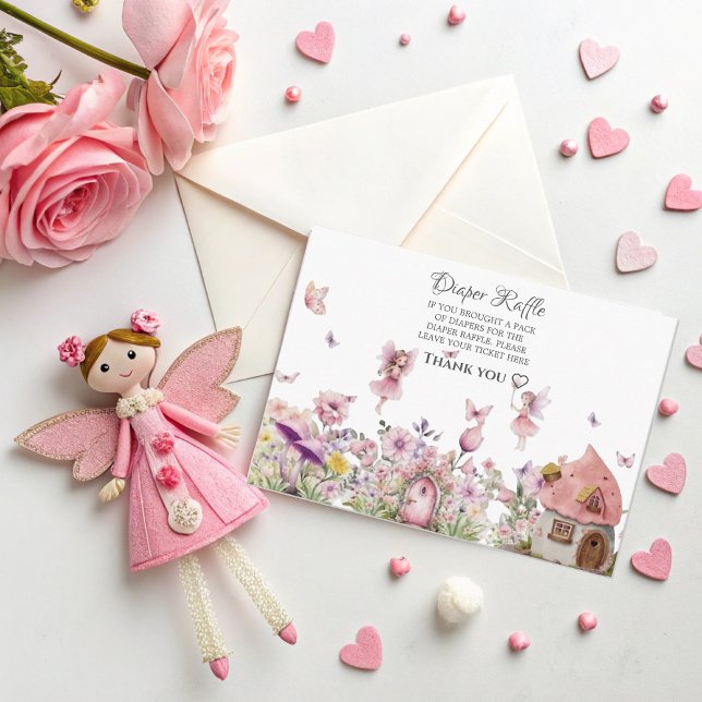D'accompagnement Carte Raffle Pink Fairy Diaper pour Baby shower (Créateur téléchargé)
