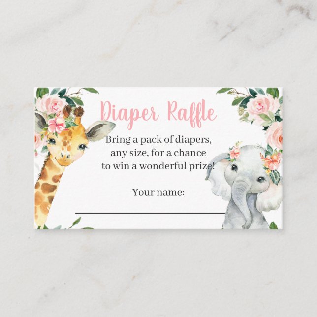 D'accompagnement Carte Raffle pour Baby shower animal fille Safari (Devant)