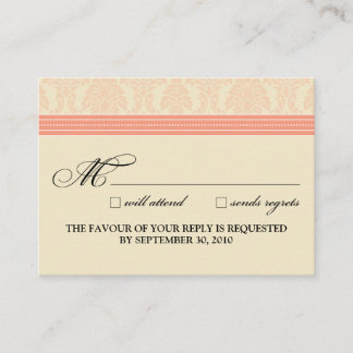 D'accompagnement Carte RSVP 3,5 po x 2,5 po pour corail/crème