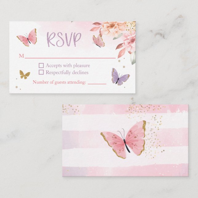 D'accompagnement Carte RSVP Baby shower papillon (Devant / Derrière)