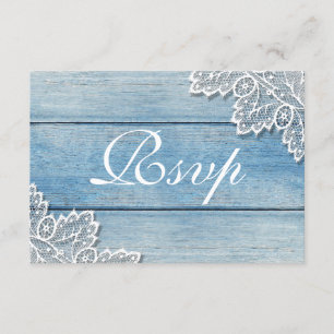D'accompagnement Carte Rsvp Blue Wood Grain et dentelle