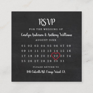 D'accompagnement Carte RSVP Calendrier Chalkboard moderne