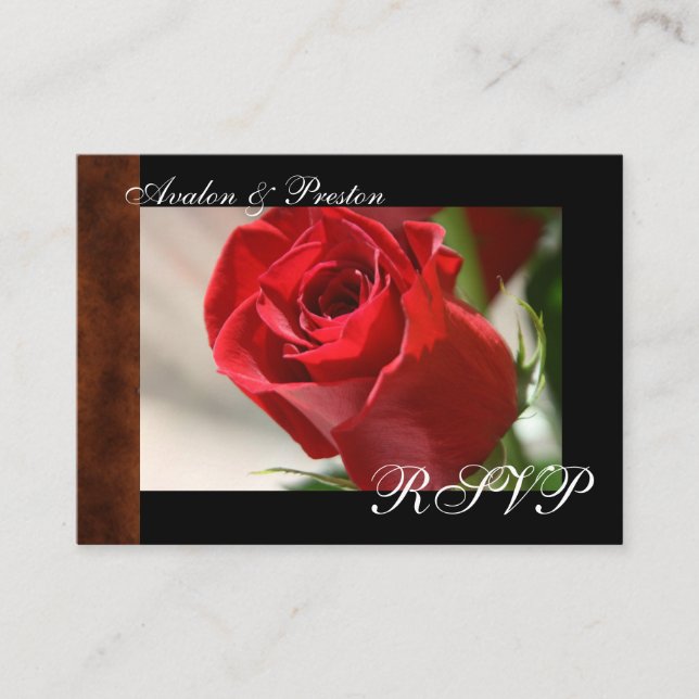 D'accompagnement Carte RSVP classique en Rose et cuir (Devant)