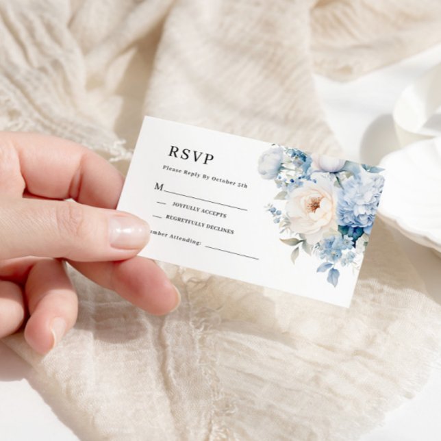 D'accompagnement Carte RSVP de mariage aux fleurs bleues et blanche (Créateur téléchargé)
