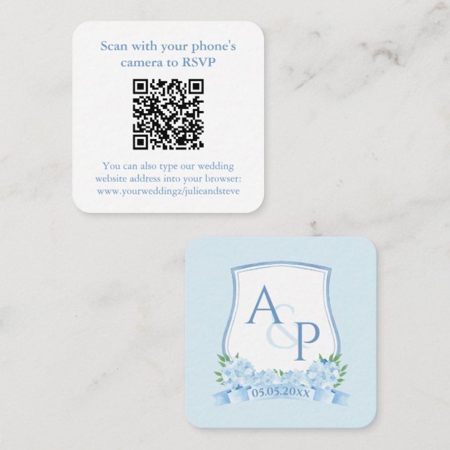 D'accompagnement Carte RSVP de mariage avec monogramme et code QR b (Devant / Derrière)