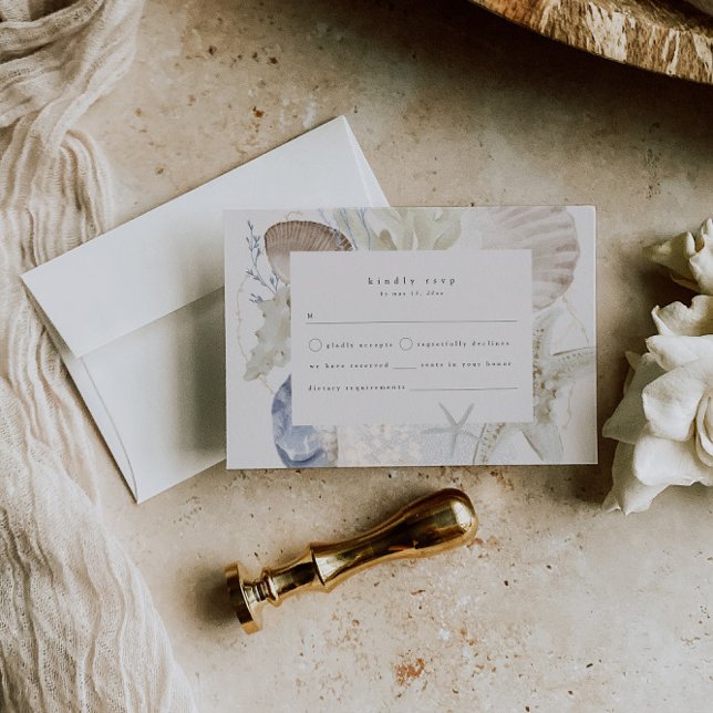 D'accompagnement Carte RSVP de mariage côtier élégant (Créateur téléchargé)