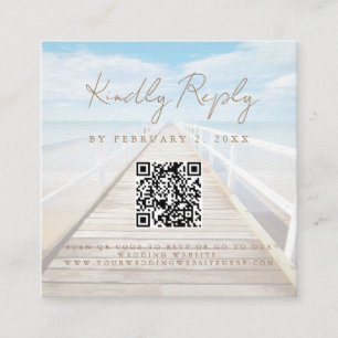 D'accompagnement Carte RSVP de mariage de plage à l'aquarelle avec