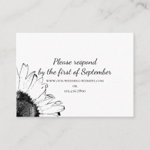 D'accompagnement Carte RSVP de mariage de tournesol noir et blanc