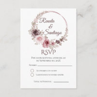 Carte RSVP de mariage espagnol Boho