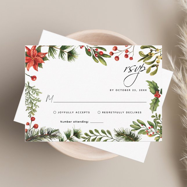 D'accompagnement Carte RSVP de mariage Eucalyptus couleur Aquarelle (Watercolor Eucalyptus Holiday Wedding RSVP Card)