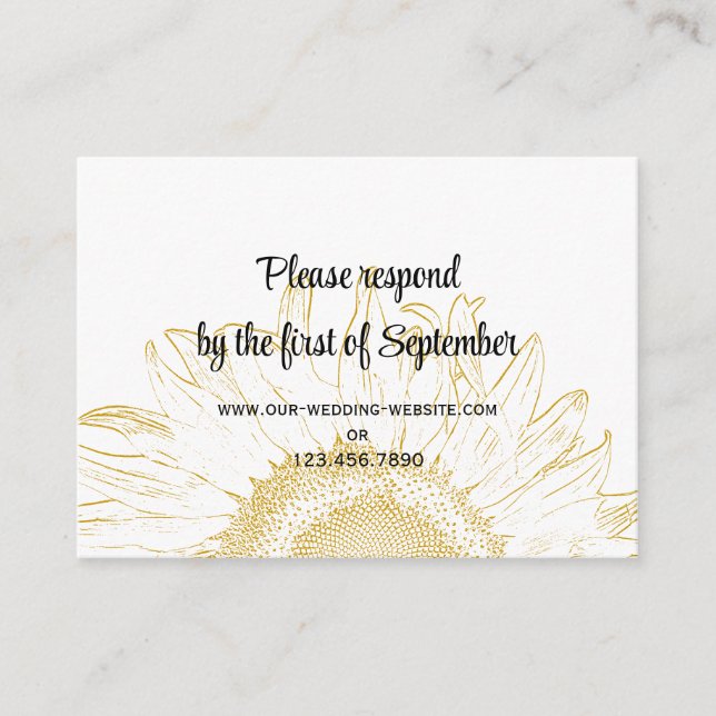 D'accompagnement Carte RSVP de mariage graphique de tournesol (Devant)