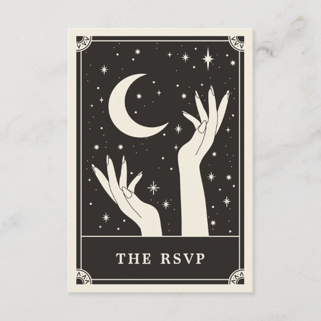 D'accompagnement Carte RSVP de mariage pour la lune de tarot de Boh (Devant)