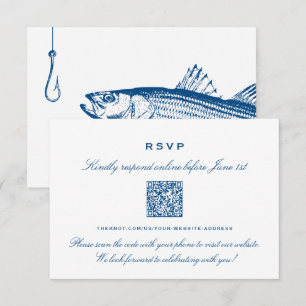 D'accompagnement Carte RSVP en ligne élégante bleu marine Bar rayé 