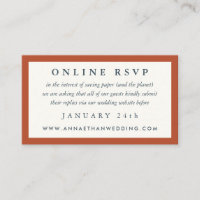 Carte RSVP en ligne Mariage cadre rouge Terracotta
