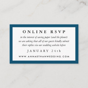 D'accompagnement Carte RSVP en ligne Mariage de cadre bleu marine