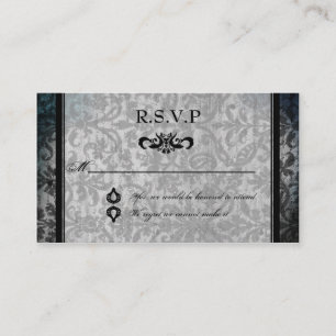 D'accompagnement Carte RSVP Fantastique Noir Damask Monogramme Réce