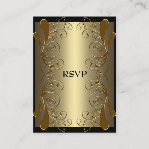 D'accompagnement Carte RSVP Floral Glam Noir Or