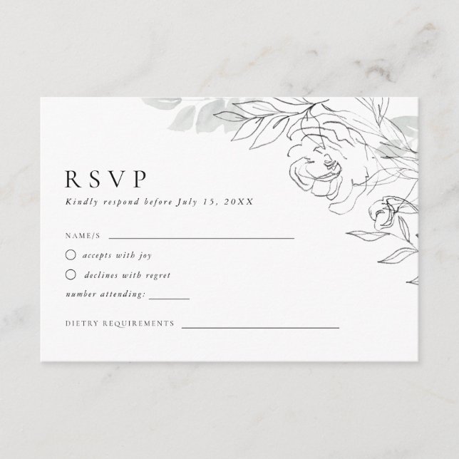 D'accompagnement Carte RSVP illustrant la flore botanique (Devant)