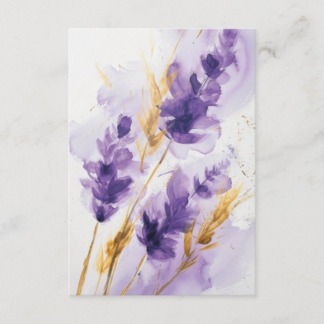 D'accompagnement Carte RSVP Lavender Golden Watercolor Florale (Devant)