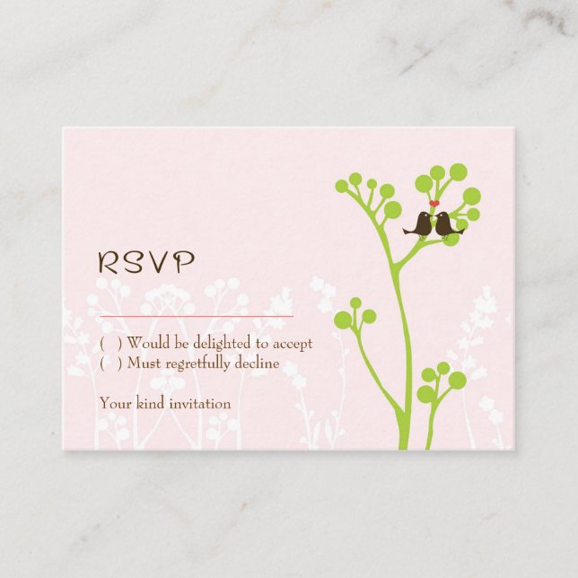D'accompagnement Carte RSVP Lovebirds (rose vif) (Devant)
