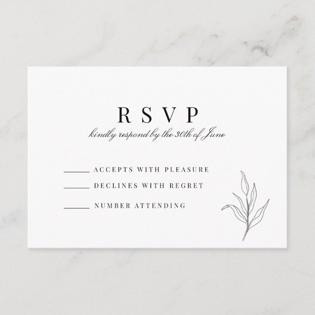 D'accompagnement Carte RSVP minimaliste (Devant)