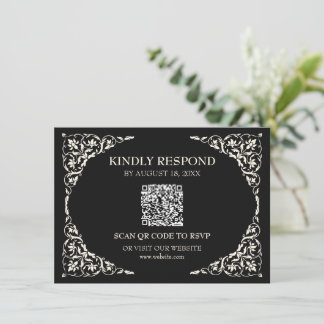 D'accompagnement Carte RSVP QR Noir Onyx