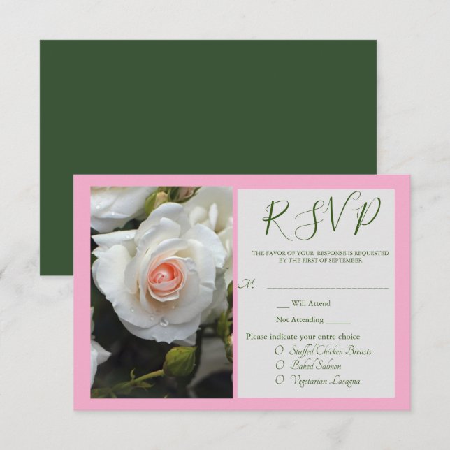 D'accompagnement Carte RSVP Rose blanche (Devant / Derrière)