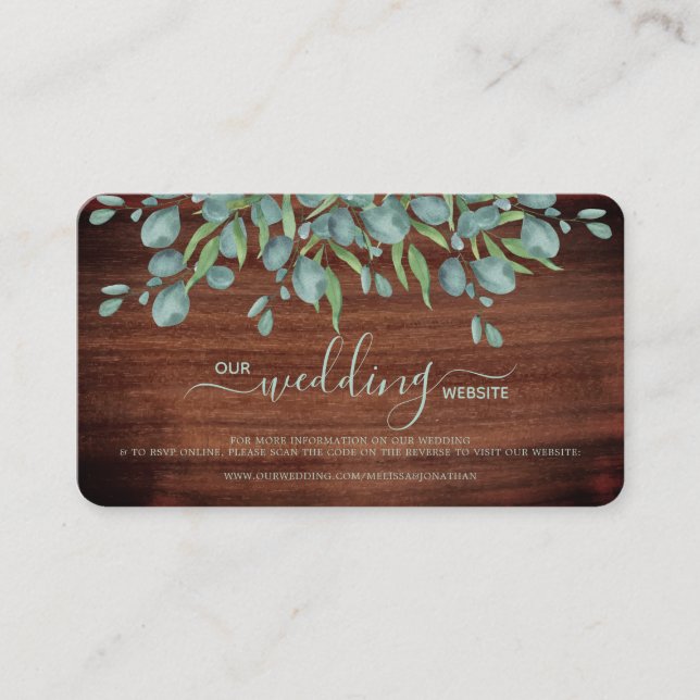 D'accompagnement Carte RSVP Russe Mariage Eucalyptus Code QR (Devant)