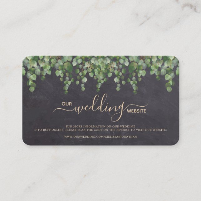 D'accompagnement Carte RSVP Russe Mariage Eucalyptus Code QR (Devant)