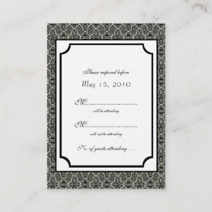 D'accompagnement Carte RSVP simple Damask classique