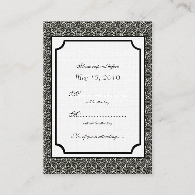 D'accompagnement Carte RSVP simple Damask classique (Devant)