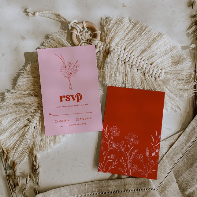 D'accompagnement Carte RSVP super Retro Floral (Créateur téléchargé)