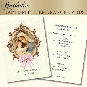 D'accompagnement Carte Sainte de Remembrance de Baptême de Bébé Cat
