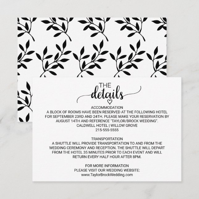 D'accompagnement Carte simple avec détails de calligraphie noire (Devant / Derrière)