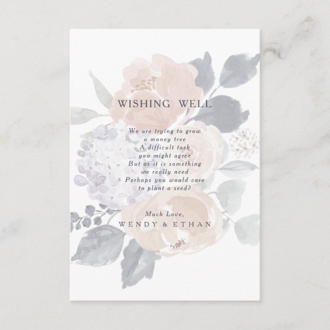 D'accompagnement Carte simple Rustique Mariage Floral Wishing Well  (Devant)
