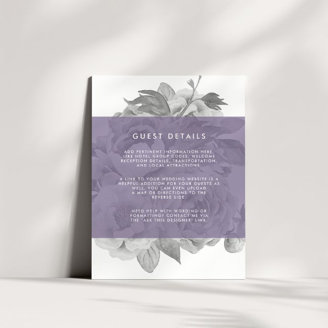D'accompagnement Carte vintage Floral Guest | Violet (Créateur téléchargé)
