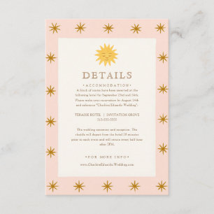 D'accompagnement Carte Whimsical Pink & Gold Sun Mariage Détails