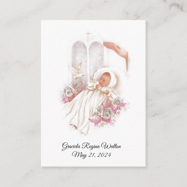 D'accompagnement Catholique Baby Girl Baptismal Remembrasser Carte  (Devant)