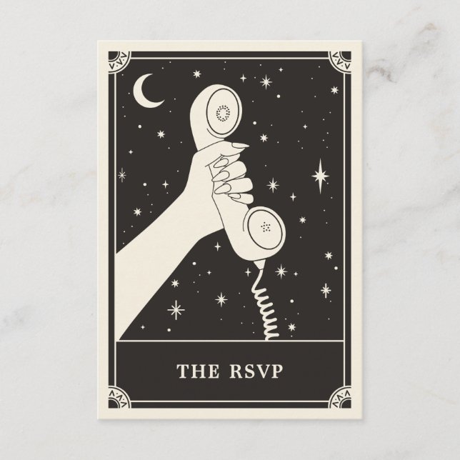 D'accompagnement Céleste Boho Tarot téléphone Mariage carte RSVP (Devant)