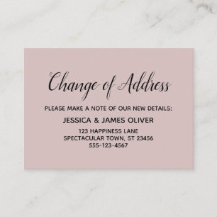 D'accompagnement Changement d'adresse minimal et élégant Carte Rose