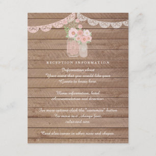 D'accompagnement Chic Lace Mason Jar & Mariage bois Insérer carte