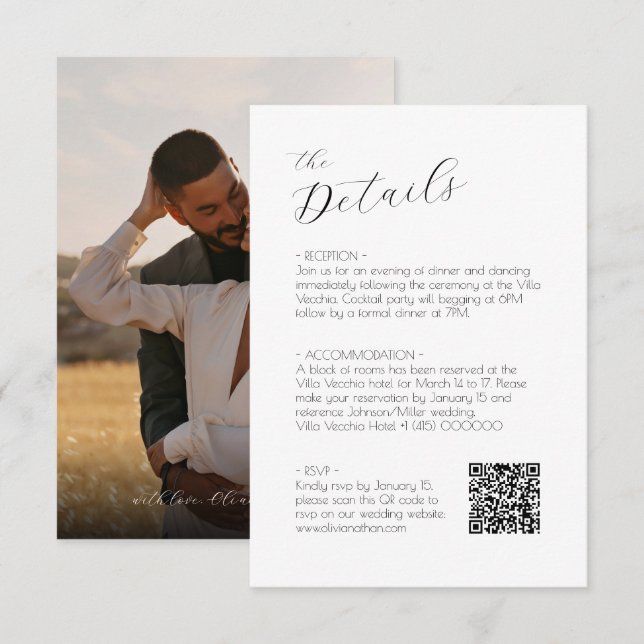 D'accompagnement Chic Script Wedding rsvp et carte de boîtier (Devant / Derrière)