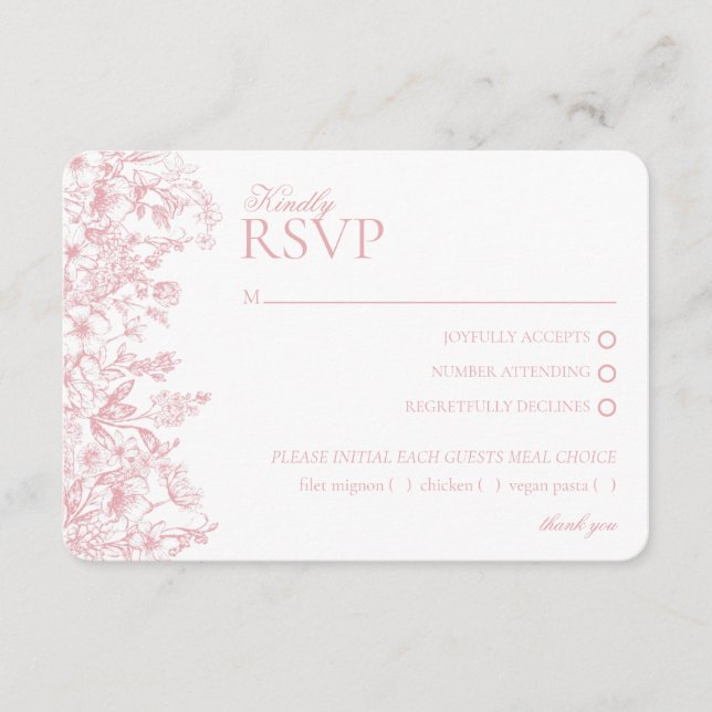 D'accompagnement Chinoiserie rose Floral RSVP carte de repose (Devant)