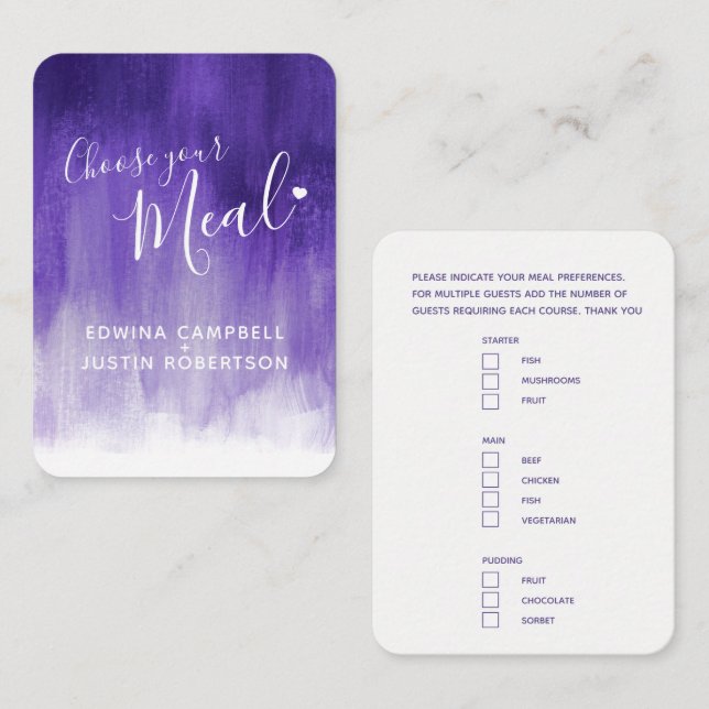 D'accompagnement choix de repas mariage carte de boîtier d'art ultr (Devant / Derrière)