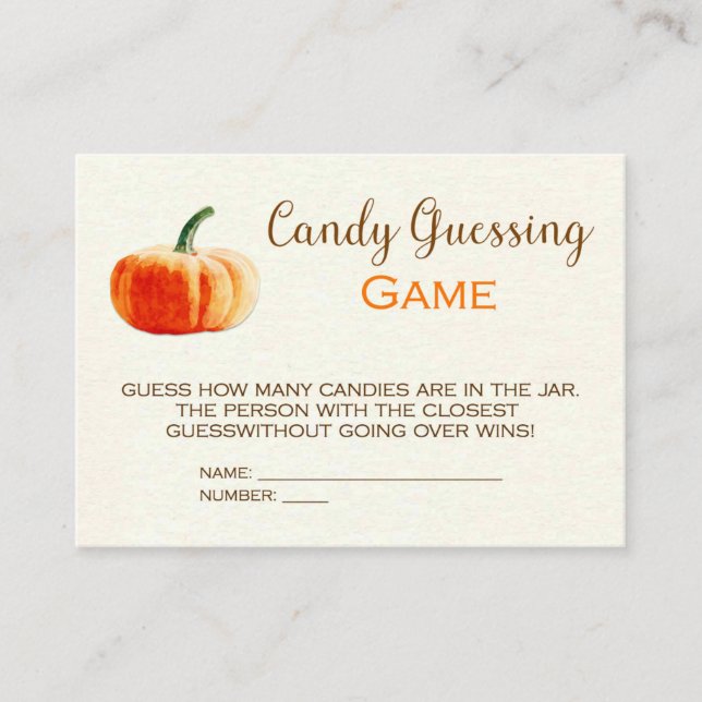 D'accompagnement Citrouille Candy Gueting Jeu Baby shower de carte  (Devant)