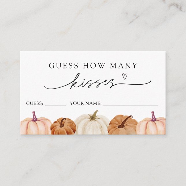 D'accompagnement Citrouille Devinez combien de baisers carte de jeu (Devant)