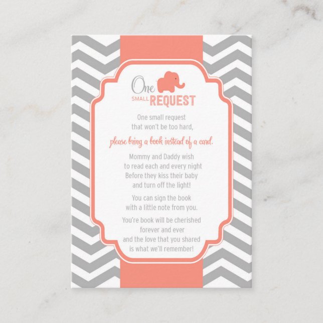 D'accompagnement Coral Grey Chevron Baby shower Demande de carte (Devant)
